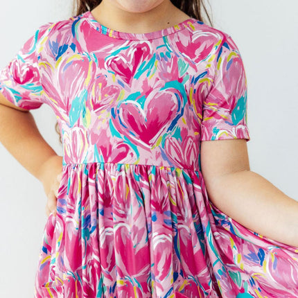 Sweetheart Scribble S/S Pocket Twirl Dress
