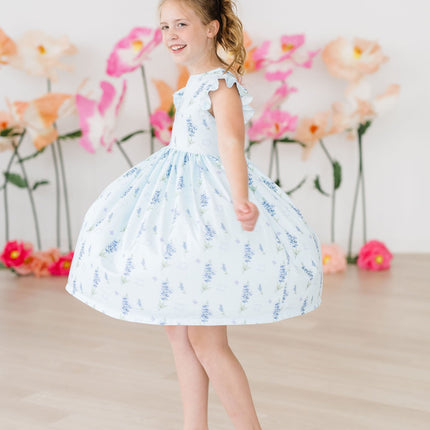 Texas Bluebonnets Flutter Sleeve Twirl Dress
