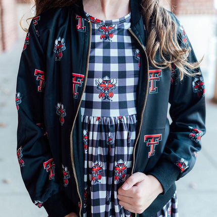Texas Tech Plaid Raider Red 3/4 Sleeve Pocket Twirl Dress