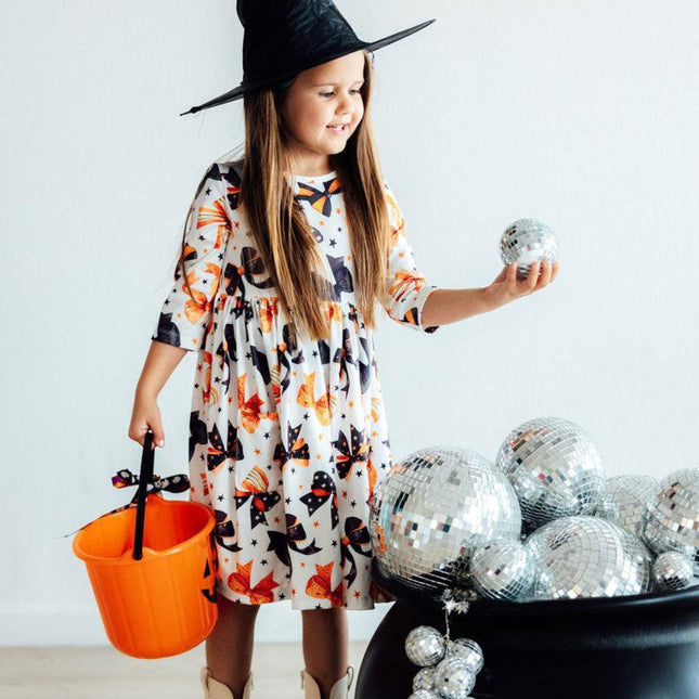 Trick or Twirl 3/4 Sleeve Pocket Twirl Dress