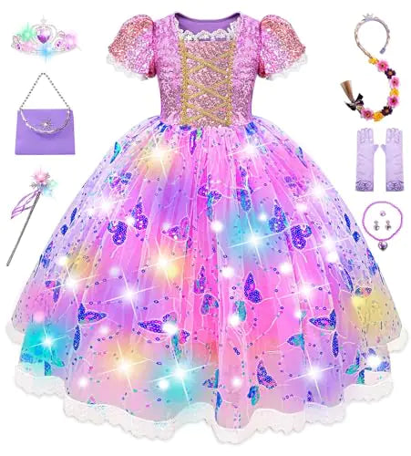 Aimeiar Princess Dresses for GirlsLight Up Princess Dress up Costume for Little GirlsKids Princess Halloween Costumes for Girls Toddler