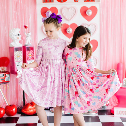 Twinkle Ties 3/4 Sleeve Pocket Twirl Dress