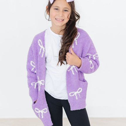 Lilac/Coconut Bow Cozy Cardigan