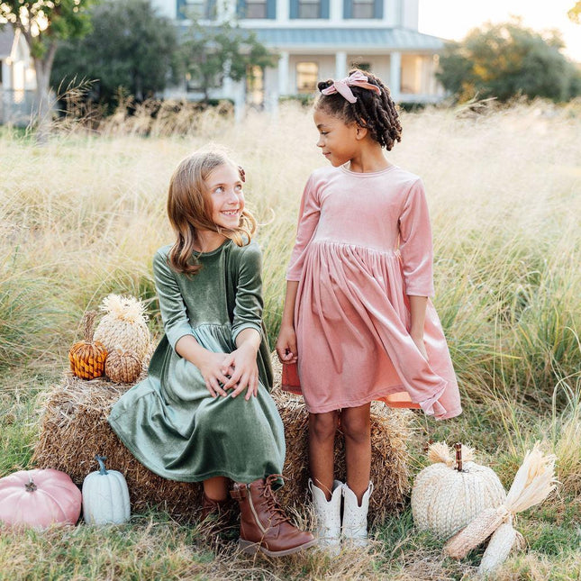 Vintage Pink Velvet Twirl Dress