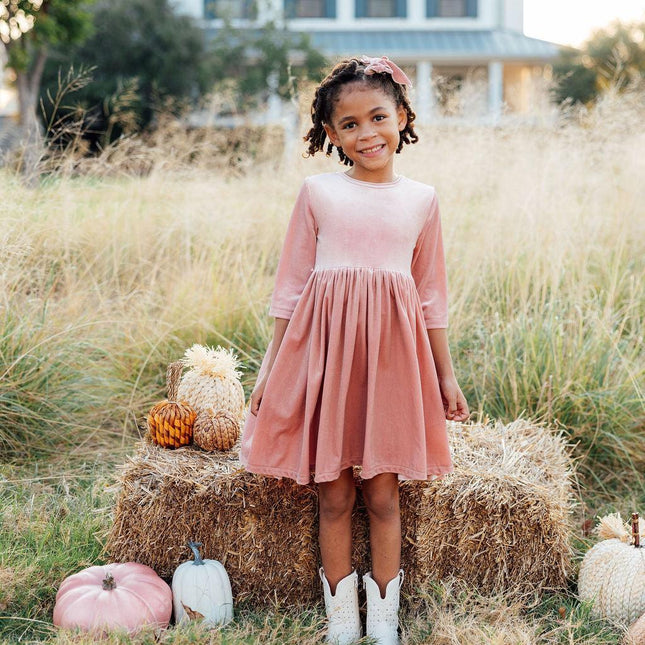 Vintage Pink Velvet Twirl Dress
