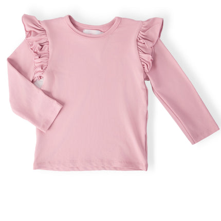 Vintage Pink L/S Ruffle Tee