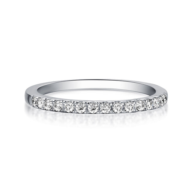 Rodiffy Moissanite 0.5 Ct Round Cut Half Halo White Gold Anniversary Ring