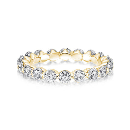 Rodiffy Moissanite 1.5 Ct Round Cut Yellow Gold Anniversary Ring