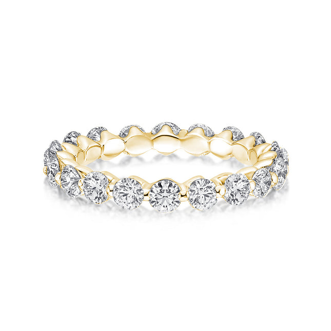 Rodiffy Moissanite 1.5 Ct Round Cut Yellow Gold Anniversary Ring