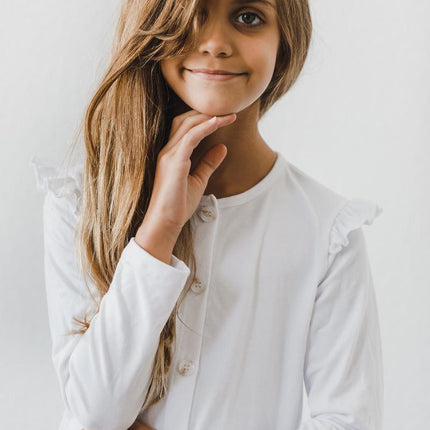 White Ruffle Cardigan