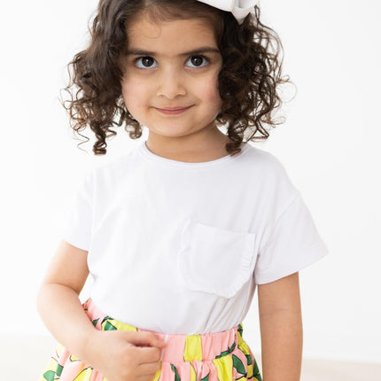 White Ruffle Pocket Tee