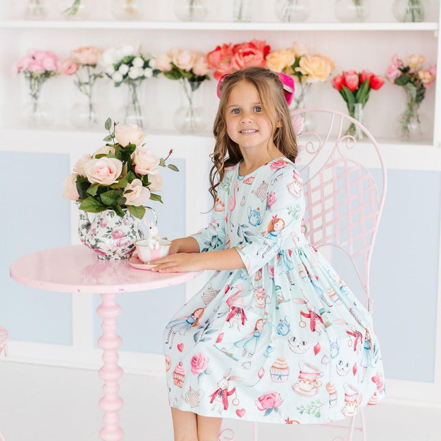 SALE Wonderland 3/4 Sleeve Pocket Twirl Dress