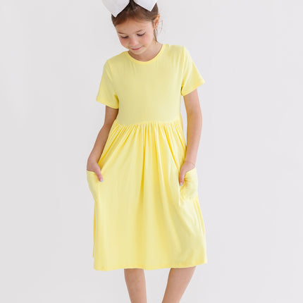 Yellow S/S Pocket Twirl Dress