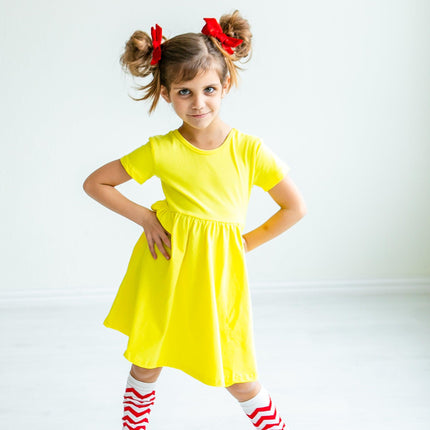 Yellow S/S Pocket Twirl Dress