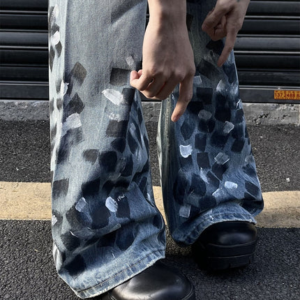 Slightly Flared Wide Leg Jeans Men's Loose Trousers