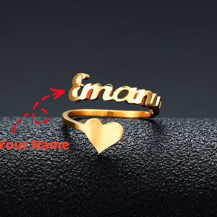 Customized Name Men Women Ring Personalized Love Heart Fashion Stainless Steel Rings Jewelry Valentine's Day Gifts