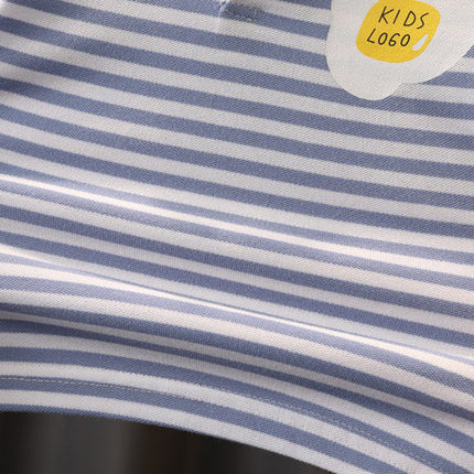 Boys' Summer Cute Stripes Solid Color Short-sleeved Shorts Two-piece Set