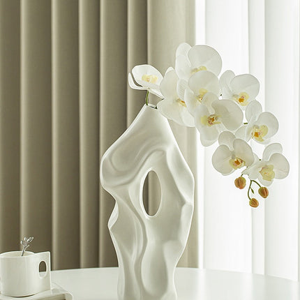 Vase Decoration Living Room Flower Arrangement Ceramic White Art Sculpture Decoration