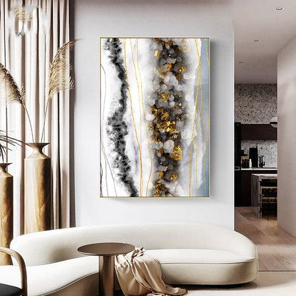 Modern Wall Art Canvas Painting Abstract Marble Crystal Lines Living Room Decor