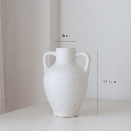 Round Belly Vase Double Ear Ceramic Table Top Decoration