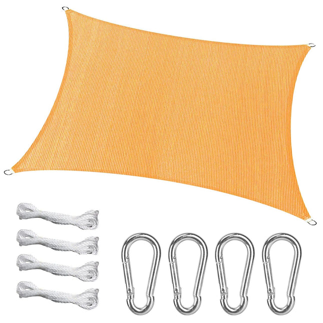 Rectangle Top Canopy 98% UV Block Awning Shelter 185GSM HDPE Patio Cover with Snap Hooks Ropes for Outdoor Garden Backyard