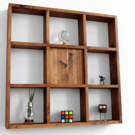 Creative Square Wooden Wall Clock Storage Box Clock