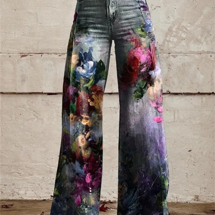 Plus Size Women's Casual Thin Wide Leg Imitation Jeans