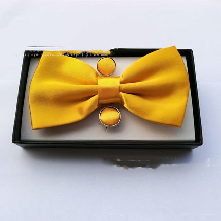 Pocket Square Cufflinks Set Men's Bow Gift Box