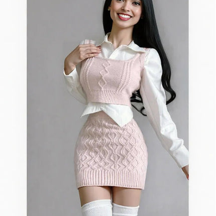 New pink  Dress Sweater dress for teenage girl
