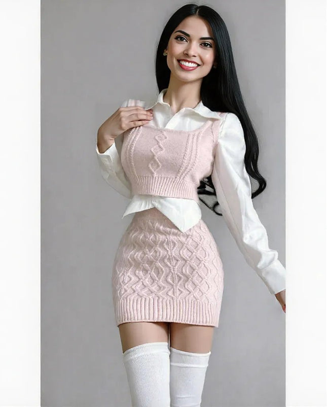 New pink  Dress Sweater dress for teenage girl