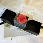 Red artificial flower box