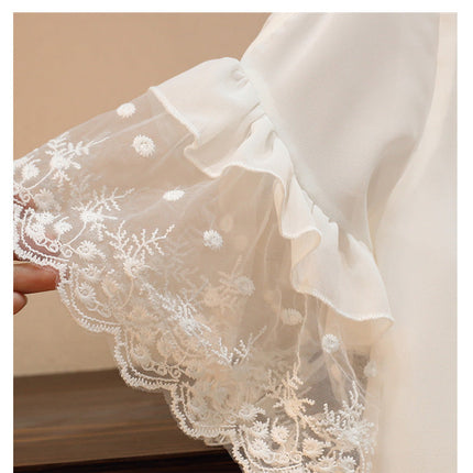 Plus Size Women's Loose And Slim Stitching Chiffon Top Suit