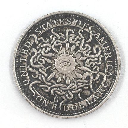 Deep Relief American Insect Skull Silver Dollar
