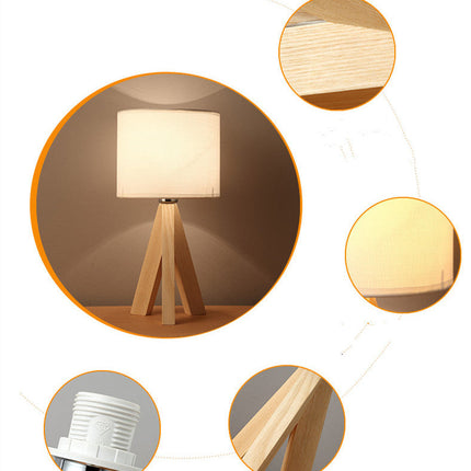 Modern Minimalist Bedside Wooden Art Led Eye Protection Table Lamp