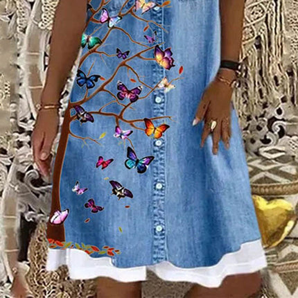 Plus Size Women's Skirt Summer Blue Dress