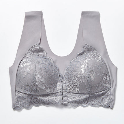 Comfortable Plus Size Backless Bra Lace Push Up Front Closure Bra