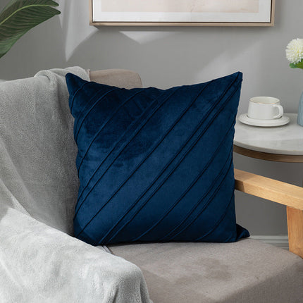 Pure Color Velvet Plaid Pillowcase Home Sofa Bedside Pillow Short Plush Cushion