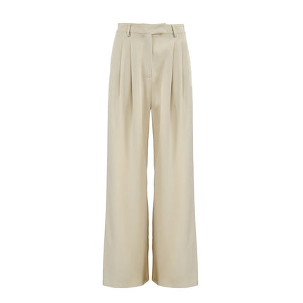 New fall style cream color High Waist trousers Pants for women