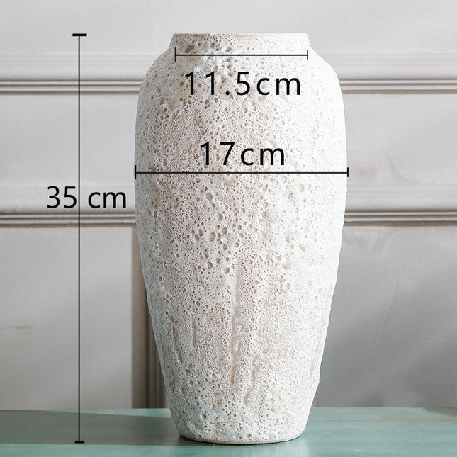 Living Room Flower Arrangement Ceramic Retro Pottery Pot Coarse Pottery Vase