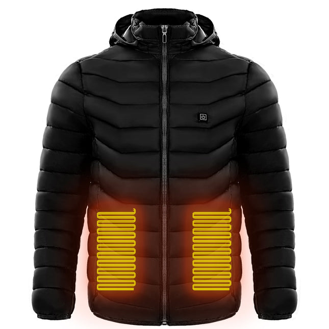 Men Heated Puffer Jacket Electric Heating Coat Insulated Hood Windbreaker 9Heat Zones