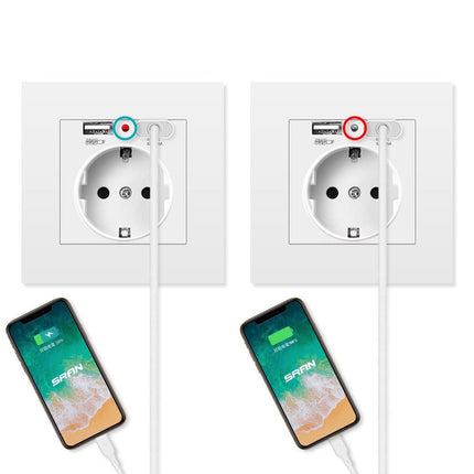 German Type Socket Wall Power Socket With Dual USB