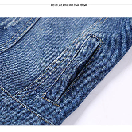 The Round Neck Casual Short Jacket Plus Size Denim Jacket Female Students