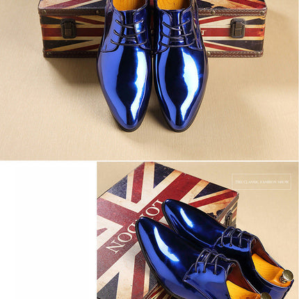 British Pointed Leather Shoes Men's Fashion Bright Leather Men's Shoes Foreign Trade Leather Shoes Amazon Wish LAZADA
