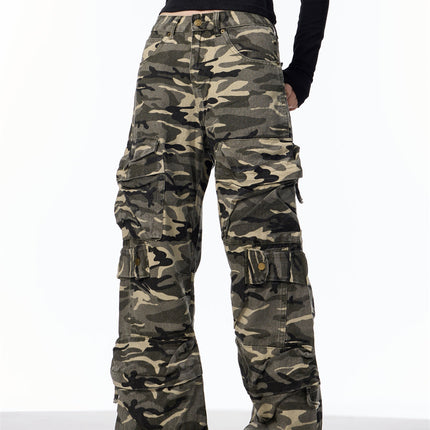 Camouflage Cargo Pants Women's Loose Wide Leg Jeans