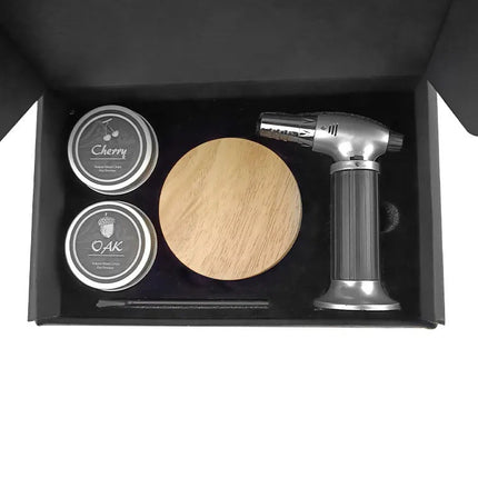Professional Bourbon Drink Infuser Gift Box | Luxury Wood Chip Aromatic Cocktail Kit | Hand-Carved Oak Spirit Seasoning Set with Torch