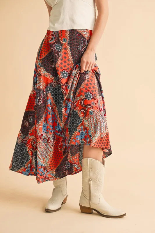 Aemi Co Printed Maxi Skirt