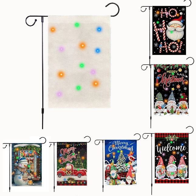 Outdoor Decoration Christmas With Lights Garden Flag