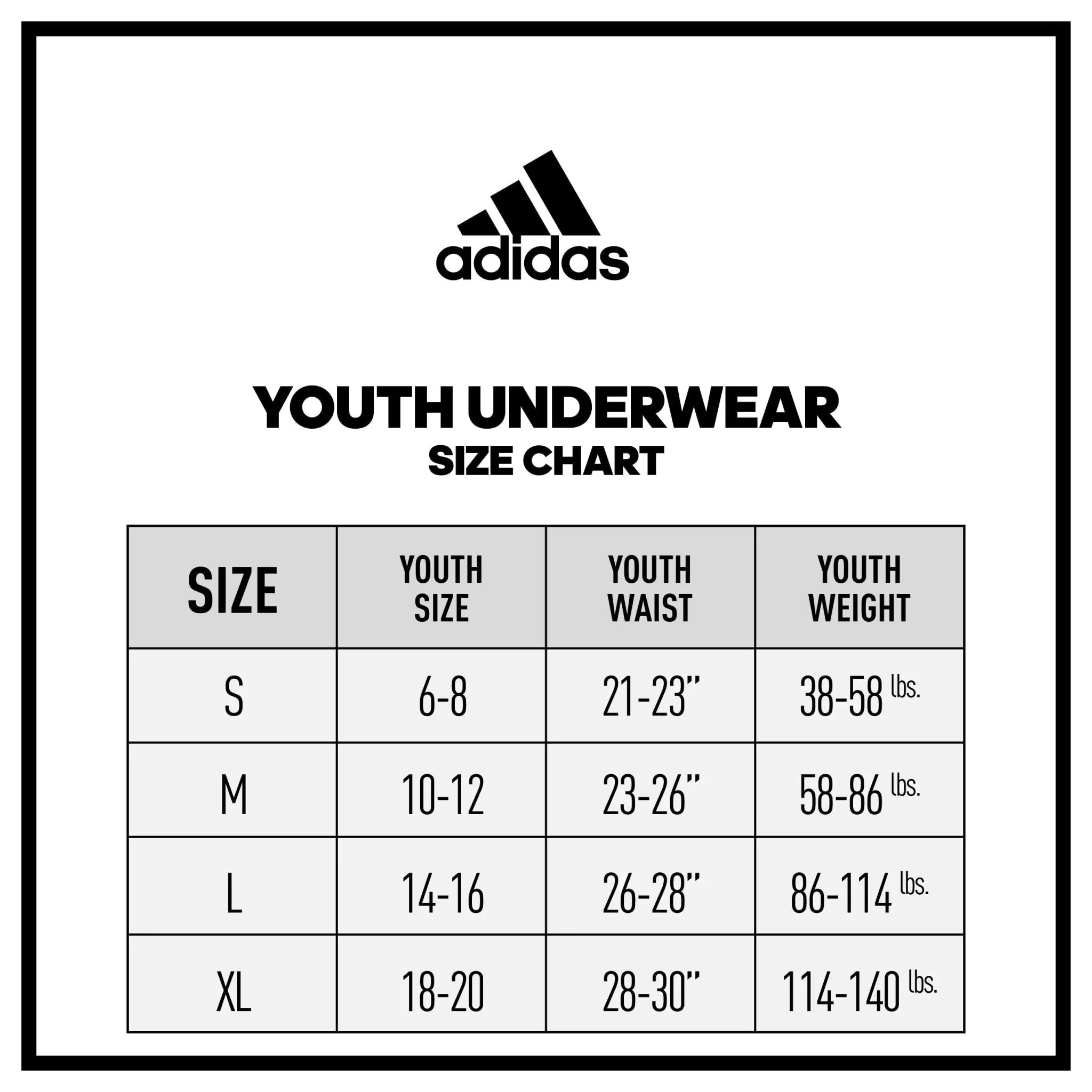 adidas Kids-Boy's Performance Boxer Briefs Underwear (4-Pack) Large Black/Solar Blue/Semi Solar Slime Green