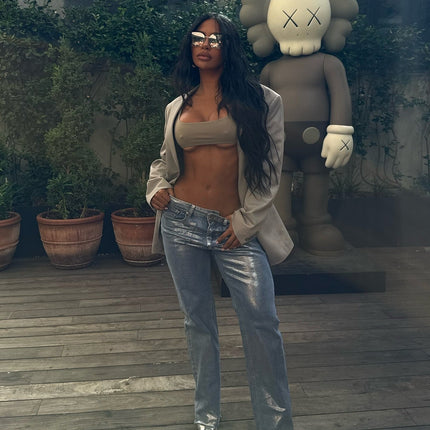 European And American Fashion Retro Hot Silver Loose Jeans