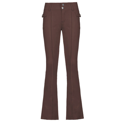 Women's New Sexy Low-waist Side Pockets Retro Slim-fit Micro Trousers Casual Trousers